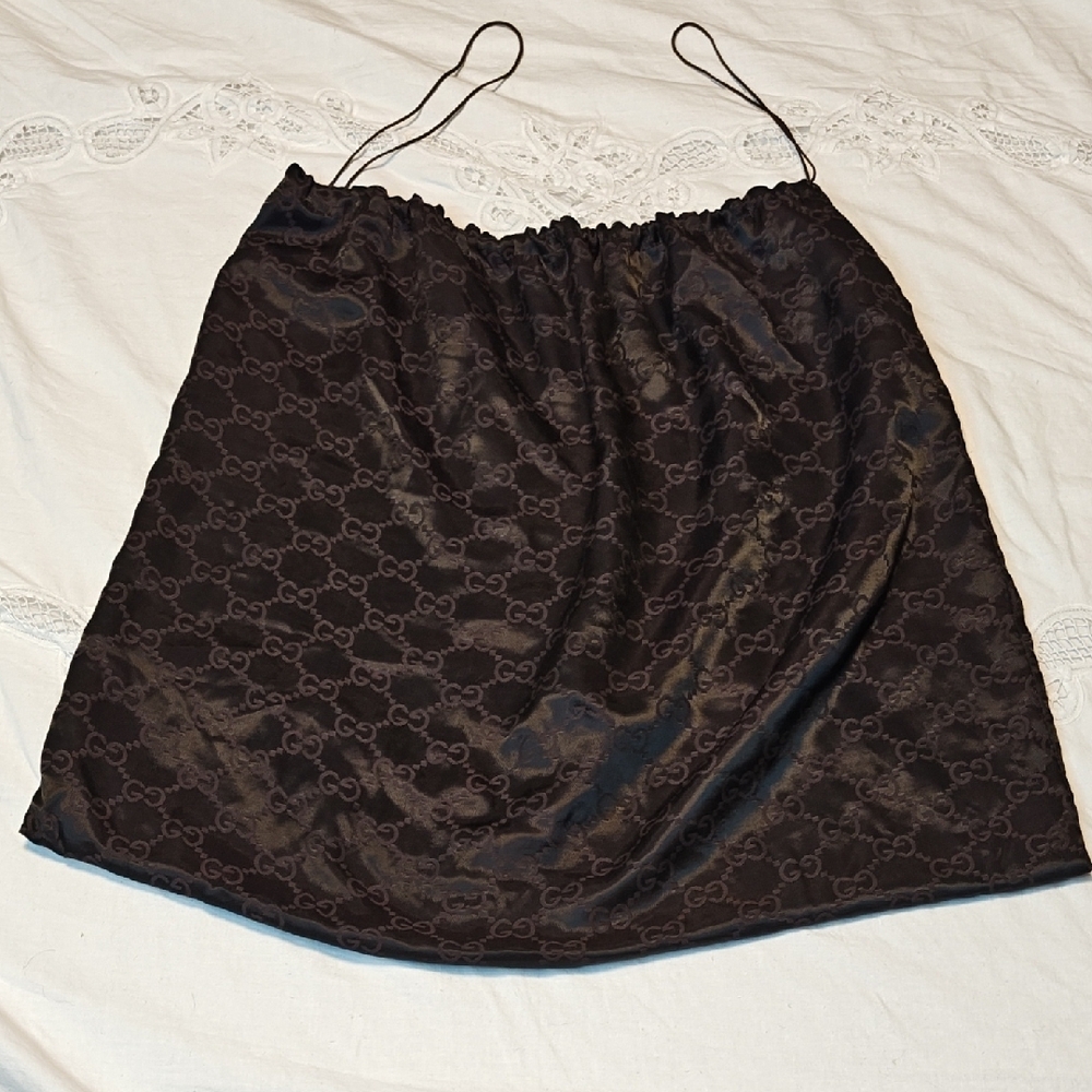 VINTAGE Gucci Black/Brown Satin Lingerie or Dust Bag with Signature Pattern